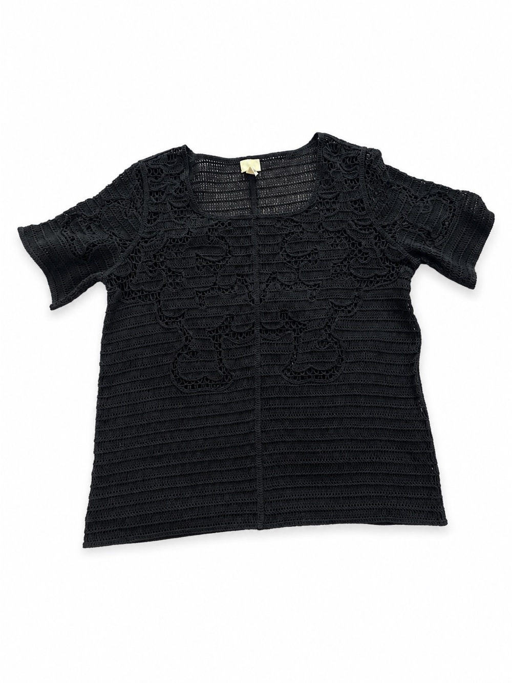 H&M Women's Black Crochet Look Top Oversized Large Boho Layering Lagenlook